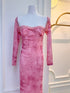 Women Deep Neckline Long Sleeves Long Dresses